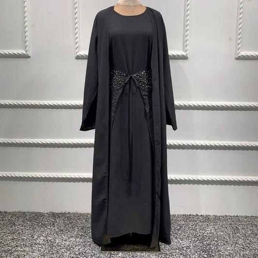 African Abayas for Women Turkish Dresses 3 Piece Muslim Sets Hijab Dress Open Abaya Dubai Islam Clothing Musulman Ensembles