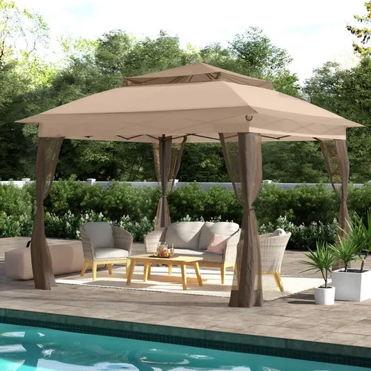11 Ft. W X 11 Ft. D Steel Pop-Up Gazebo Waterproof for Outdoor Patio Garden Lounge Leisure Furniture