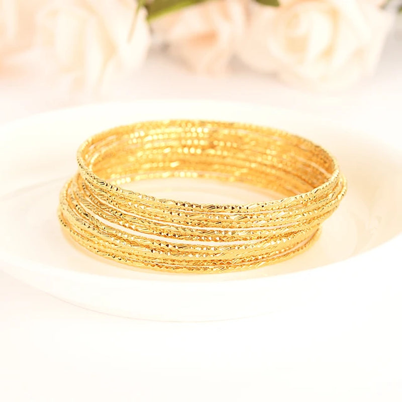 Bangrui 15Pcs 2.6Inch Wholesale/ Gold Color Ethiopian Bangle Bracelet Bangle Dubai Jewelry Gold Dubai Big Circle Bangles