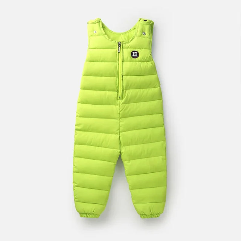 Children'S down Jacket Pants Baby Boys outside Crotch Strap Winter Girls Siamese Kids Trousers Thick down Vest Windproof
