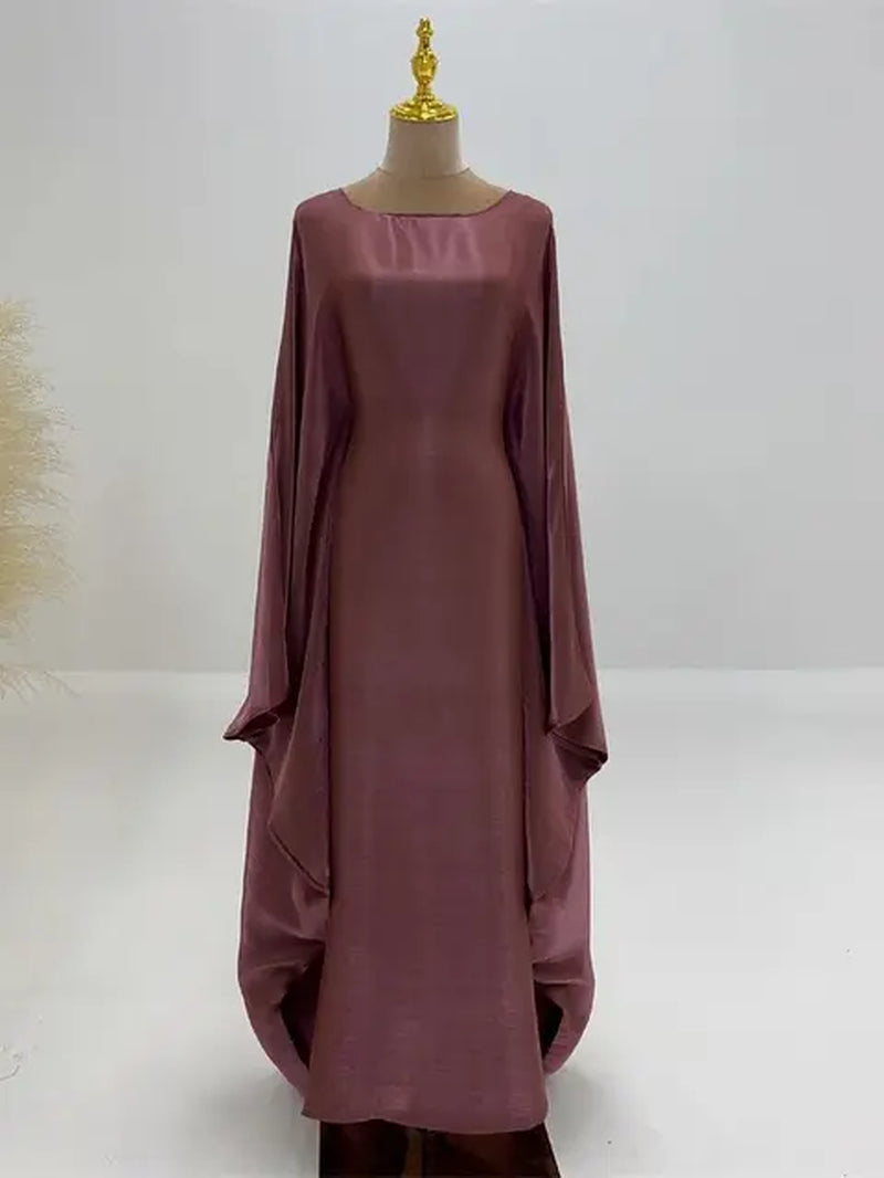 Summer Butterfly Batwing Satin Shiny Abaya Dubai Luxury 2024 Islam Muslim Maxi Kaftan Dress Kebaya Abayas for Women Vestidos