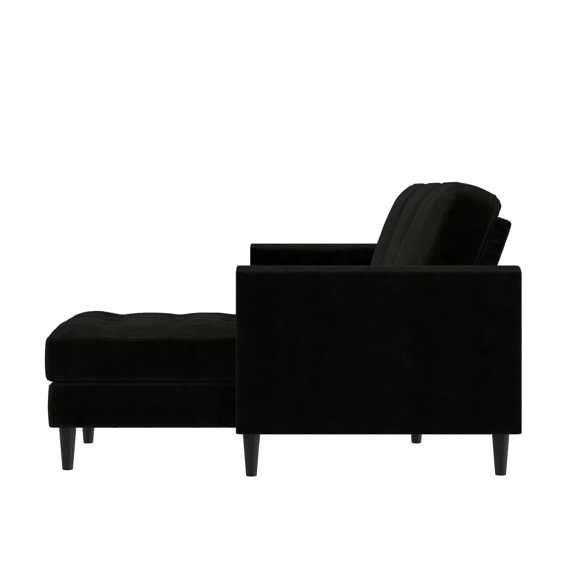Cosmoliving Strummer Reversible Sectional Sofa Couch, Black Velvet
